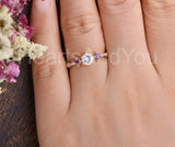 0.5ct Round Cut Moissanite Art Deco Women Engagement Ring 14k Yellow Gold Plated