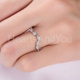 0.45ct Round Cut Moissanite Curved Women Wedding Band 14k White Gold Plated