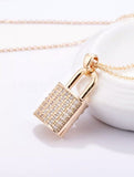 1ct Round Cut Moissanite Cluster Lock Pendant 14k Rose Gold Plated NO CHAIN
