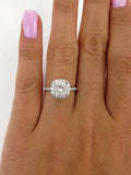2.5Ct Radiant Cut VVS1 Diamond Accent Halo Engagement Ring 14K White Gold Finish