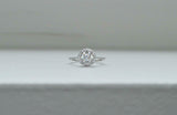 Halo Engagement Ring 1.5ct Round Diamond 14k WhiteGold Finish with Round Accents