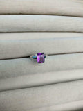 1.5ct Engagement Ring Emerald Cut Purple Amethyst Solitaire 14k WhiteGold Finish