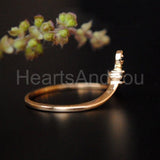 0.2ct Round Cut Moissanite Chevron Leaf Vine Stacking Ring 14K YellowGold Plated