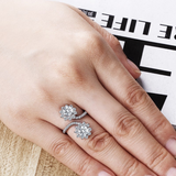 1.6ct Round Cut Diamond Engagement Ring 14k White Gold Finish Open Bypass Floral