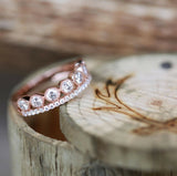 2ct Round Cut Diamond Engagement Ring 14k RoseGold Over Half Eternity Bridal Set