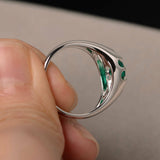 1ct Round Cut Green Emerald Floral Solitaire Engagement Ring 14k White Gold Over