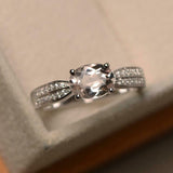 1.7ct Oval Cut Morganite Diamond Accents with Solitaire Ring 14k White Gold Over