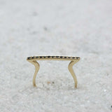 1ct Engagement Ring Round Cut Black Diamond Horizontal Bar 14k YellowGold Finish