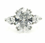 4.5ct Oval Cut Cocktail Trilogy Engagement Ring 14K White Gold Over Pear Accents