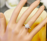 Halo Floral Solitaire Engagement Ring 2ct Round Cut Diamond 14k WhiteGold Finish