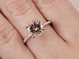 1.5ct Round Cut Morganite Engagement Ring Accents Solitaire 14k Rose Gold Finish