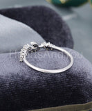 0.5ct Round Cut Moissanite Floral Stacking Wedding Band 14k White Gold Plated