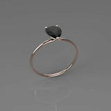 0.75ct Pear Cut Black Diamond Engagement Ring Solitaire Women 14k Rose Gold Over