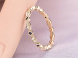 1ct Round Cut Blue Sapphire Anniversary Wedding Band Ring 14k Yellow Gold Finish