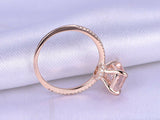1ct Emerald Cut Morganite Solitaire Accent Engagement Ring 14k Rose Gold Finish