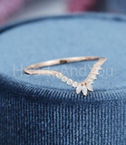 0.4ct Marquise Cut Simulated Diamond Curved Wedding Band 14k Yellow Gold Plated