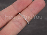 0.15ct Round Cut Moissanite Dainty Minimalist Wedding Band 14k White Gold Plated
