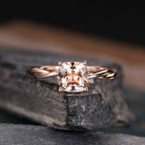 1ct Cushion Cut Morganite Infinity Solitaire Engagement Ring 10k Solid Rose Gold