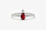 0.3ct Engagement Ring Oval Cut Pink Ruby Two Stone Minimalist 14k WhiteGold Over
