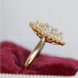 2.2ct Round Cut Moissanite Sunburst Halo Engagement Ring 14K Yellow Gold Plated