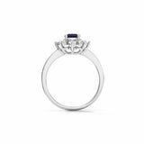 1.5ct Engagement Ring Princess Cut Sapphire Floral Solitaire 14k White Gold Over
