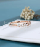 0.5ct Marquise Simulated Diamond Half Eternity Wedding Band 14k Rose Gold Plated