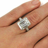 3.5ct Emerald Cut Diamond Solitaire Ring 14K White Gold Over and Baguette Accent