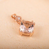 1ct Cushion Cut Simulated Morganite Solitaire Pendant Chain 14k Rose Gold Plated