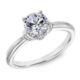 1ct Round Cut Diamond Engagement Ring Solitaire Collar Accent 14k WhiteGold Over