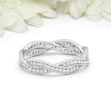 1.2ct Round Cut Diamond Wedding Band Infinity Twisted Braided 14k WhiteGold Over
