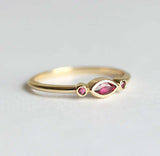 1ct Marquise Cut Pink Ruby Engagement Ring 14k Yellow Gold Finish Trilogy