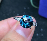 2.45ct Engagement Ring Round Cut Blue Topaz Accents Solitaire 14k WhiteGold Over