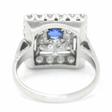 3.7ct Round Blue Sapphire Art Deco Edwardian Cocktail Ring 14k White Gold Finish