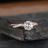 0.9ct Round Cut Diamond Infinity Solitaire Engagement Ring 14k Rose Gold Finish