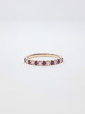 0.1ct Round Cut Simulated Pink Ruby Minimalist Wedding Band 14k Gold Plated