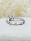 1ct Round Cut Aquamarine Engagement Ring 5 Stone Minimalist 14k WhiteGold Finish