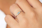 0.5ct Baguette Cut Blue Aquamarine Petite Minimalist Ring 14k White Gold Finish