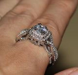 3ct Round Cut Diamond Engagement Ring 14k White Gold Finish Double Halo Infinity