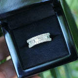 5Ct Baguette Round Diamond Iced Half Eternity Wedding Ring 14K White Gold Finish