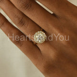 2.3ct Round Cut Moissanite Solitaire Halo Engagement Ring 14K Yellow Gold Plated