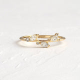 0.1ct Marquise Simulated Diamond Leaf Dainty Minimal Ring 14k Yellow Gold Plated