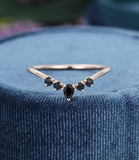 0.4ct Pear Simulated Black Diamond Minimalist Wedding Band 14k YellowGold Plated