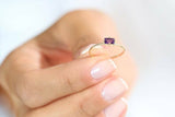 0.4ct Engagement Ring Baguette Cut Amethyst Minimalist 14k Yellow Gold Finish