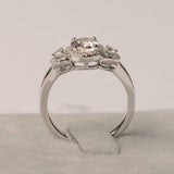 2ct Oval Cut Morganite Engagement Ring Diamond Halo Trilogy 14k WhiteGold Finish