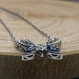 2ct Marquise Simulated Sapphire Butterfly Pendant Chain 14k White Gold Plated