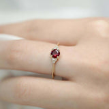 1ct Round Cut Ruby Engagement Ring Thin Minimalist Petite 14k Yellow Gold Finish