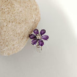 3ct Engagement Ring Pear Cut Purple Amethyst Floral Solitaire 14k WhiteGold Over