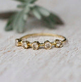 0.3ct Round Cut Moissanite Minimalist Bezel Wedding Band 14k Yellow Gold Plated