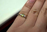 0.3ct Engagement Ring Oval Cut Green Peridot Three Stone 14k White Gold Finish