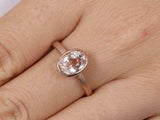 1.5ct Oval Cut Morganite Engagement Ring Bezel Set Solitaire 14k RoseGold Finish